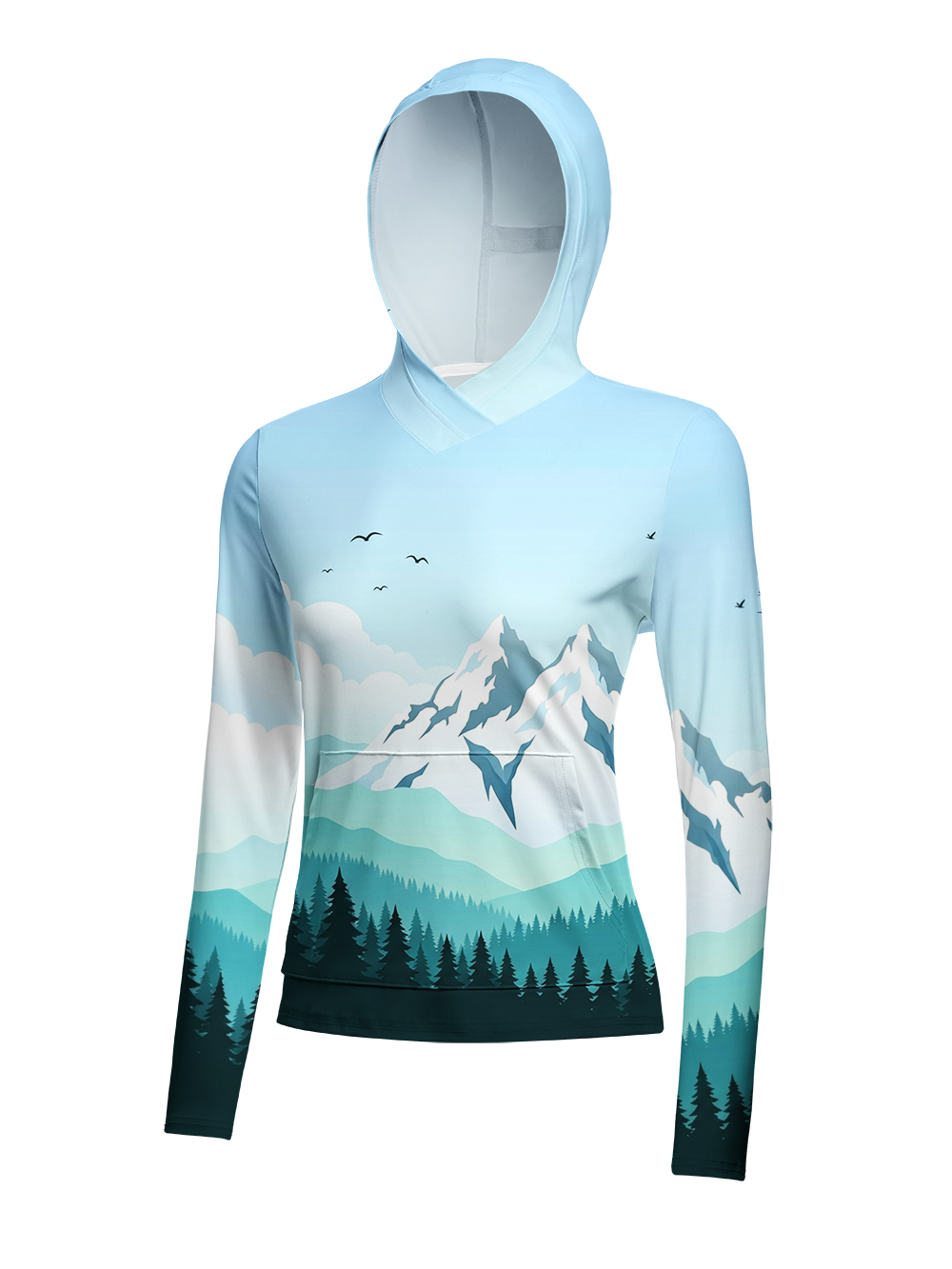 Orionride Snowy Peaks Women's Long Sleeve Cycling Hoodie Shirt