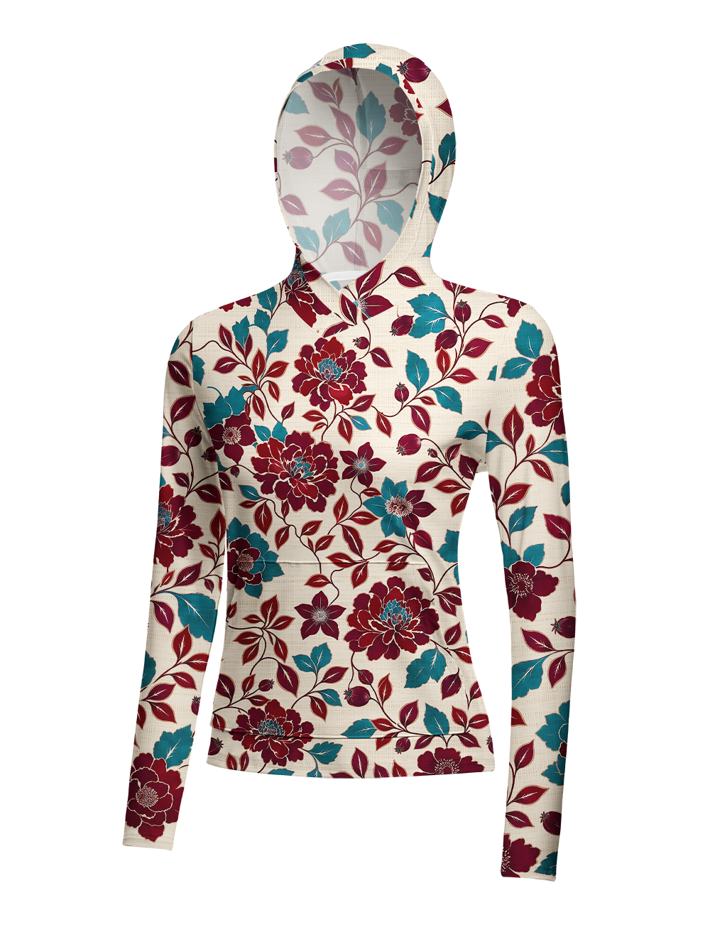 Orionride Luxurious Peony Women's Long Sleeve Cycling Hoodie Shirt