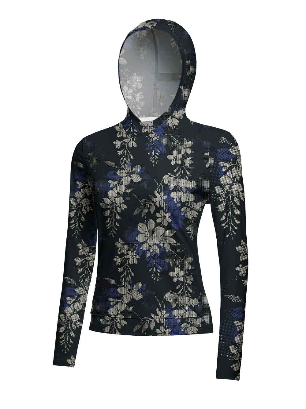 Orionride Pixel Flowers Women's Long Sleeve Cycling Hoodie Shirt