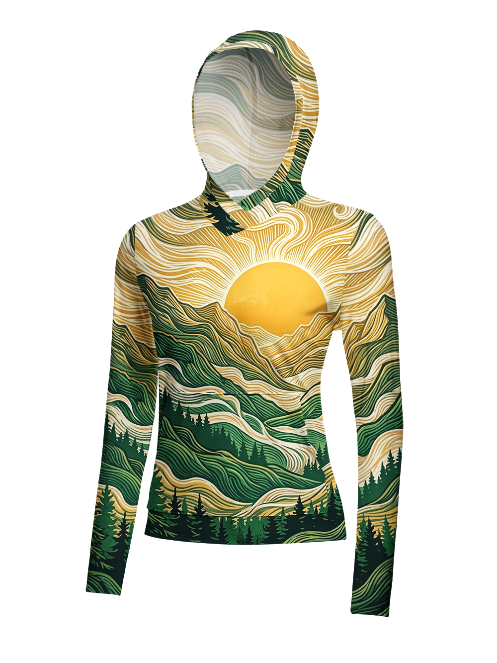 Orionride Sunlight On The Mountain Women's Long Sleeve Cycling Hoodie Shirt