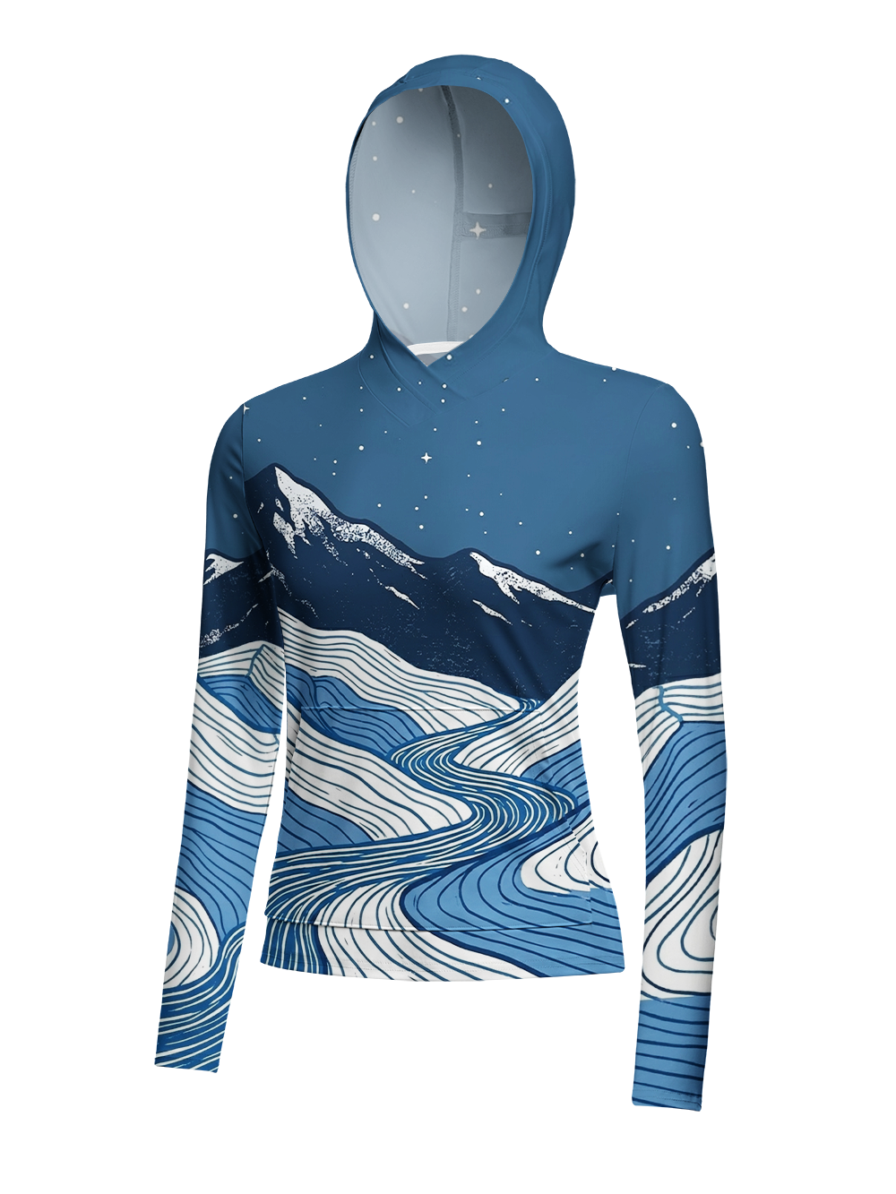 Orionride Starry Mountain River Women's Long Sleeve Cycling Hoodie Shirt