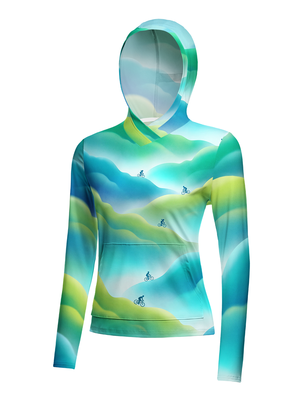 Orionride Green Travel Women's Long Sleeve Cycling Hoodie Shirt