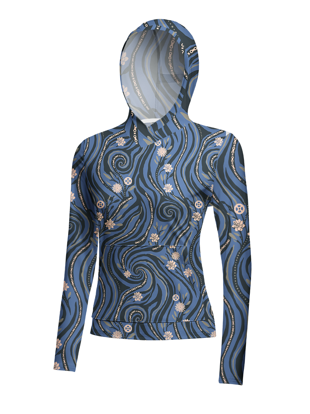 Orionride Chain Vine Flowers Women's Long Sleeve Cycling Hoodie Shirt