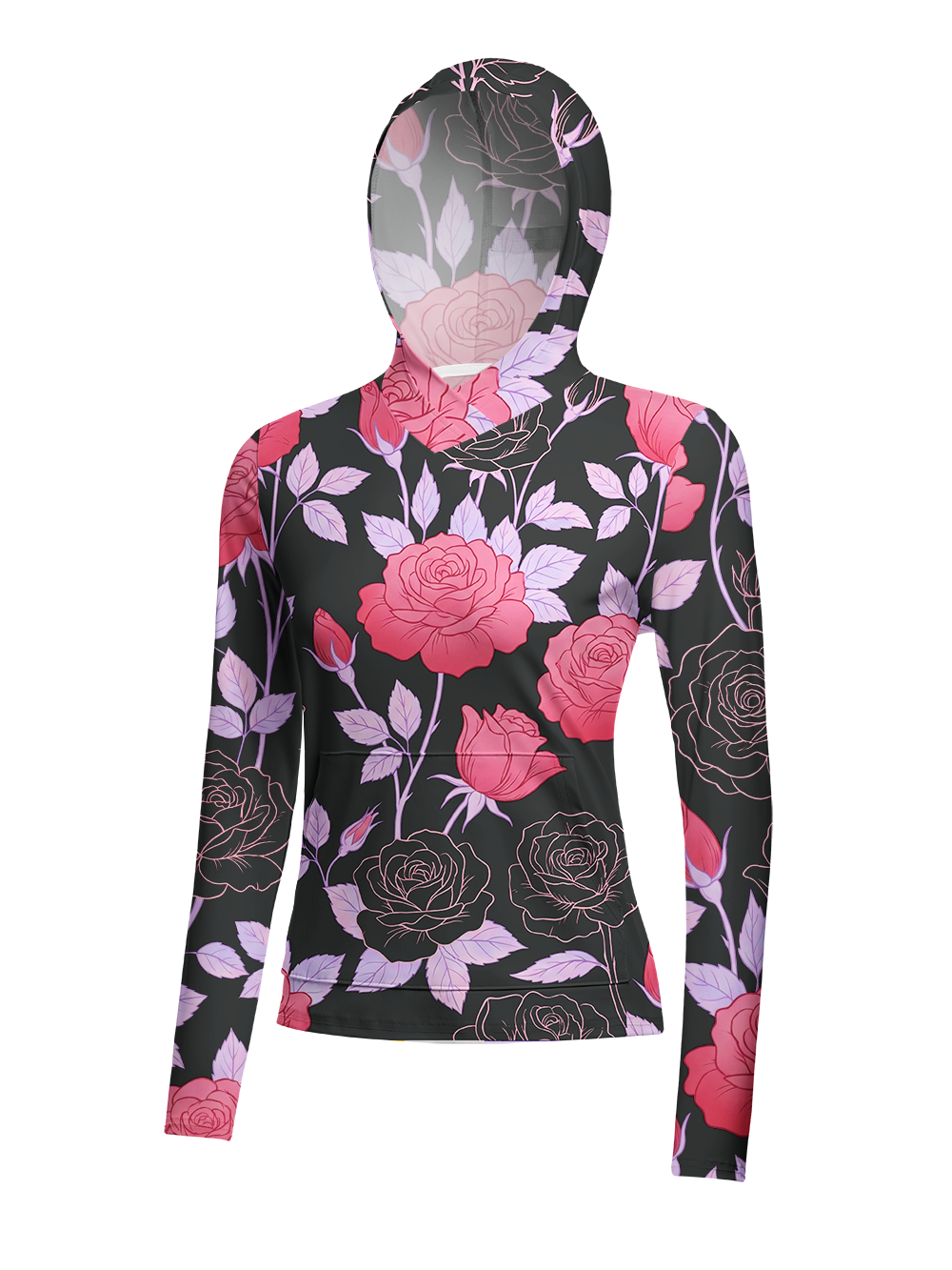 Orionride Night Twin Rose Women's Long Sleeve Cycling Hoodie Shirt