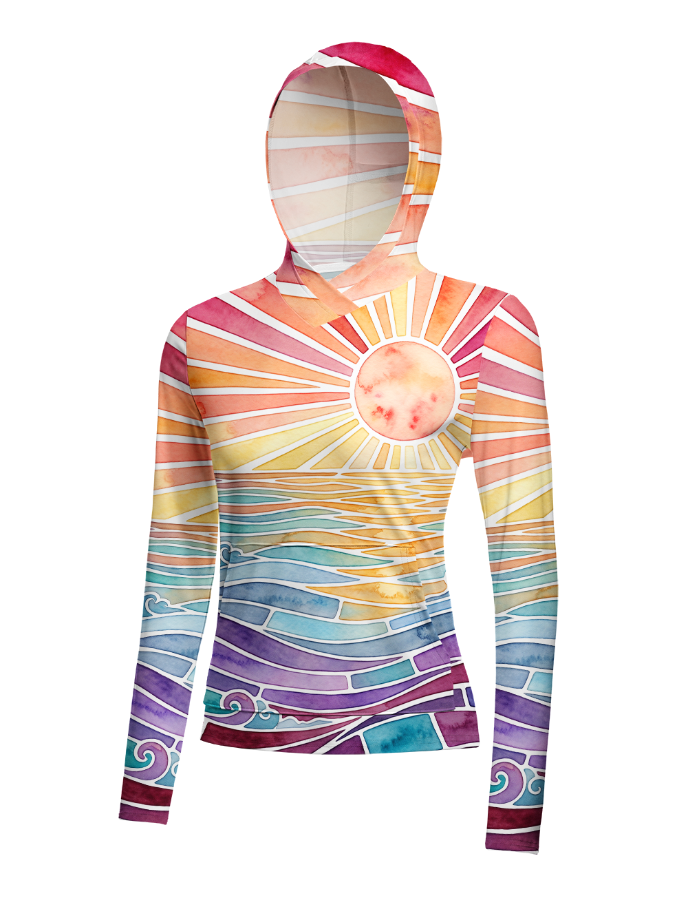 Orionride Colorful Sunset Women's Long Sleeve Cycling Hoodie Shirt