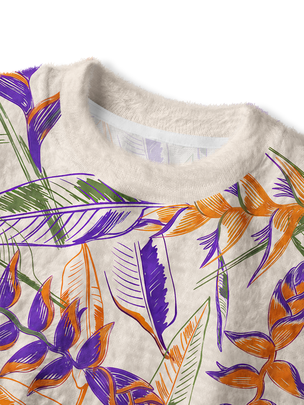 Orionride Tropical Palm Leaves Women's Fuzzy Knit Sweater