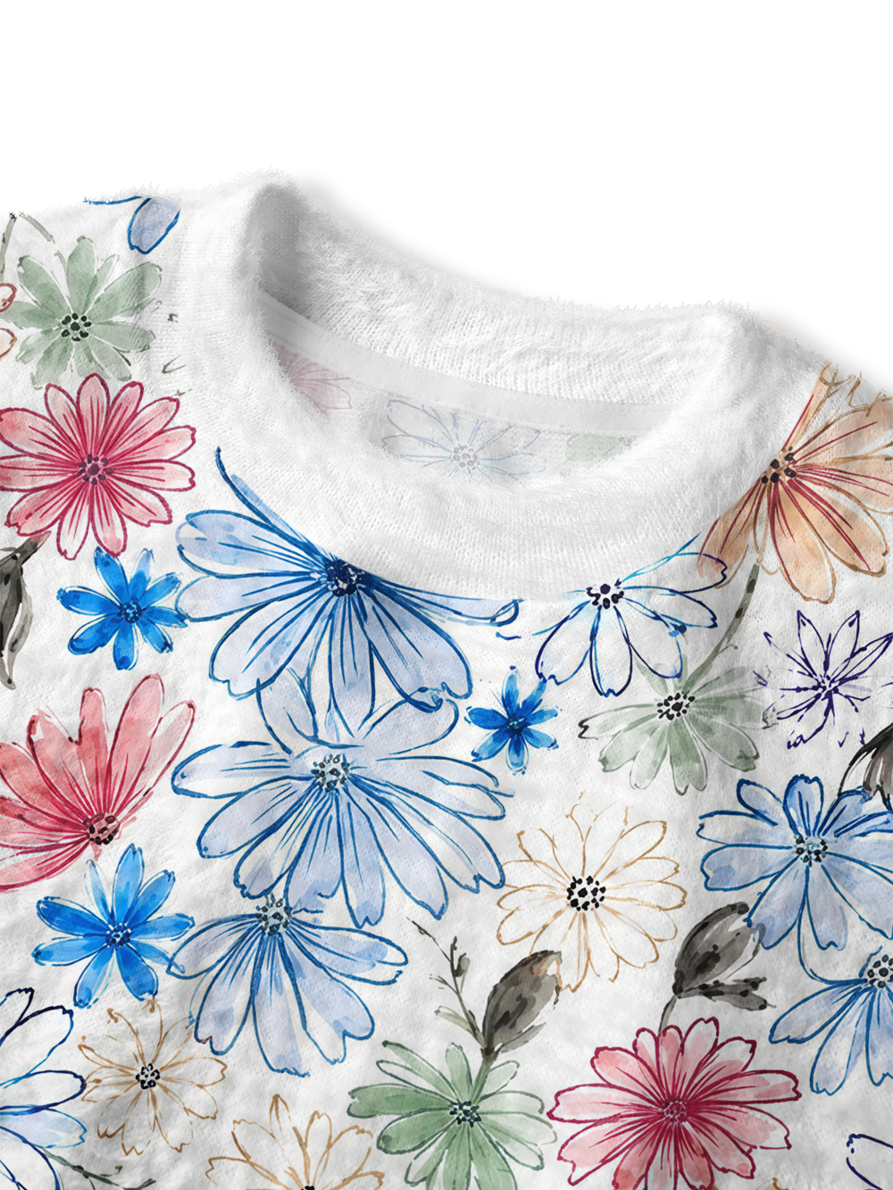 Orionride Wild Blossoms Women's Fuzzy Knit Sweater