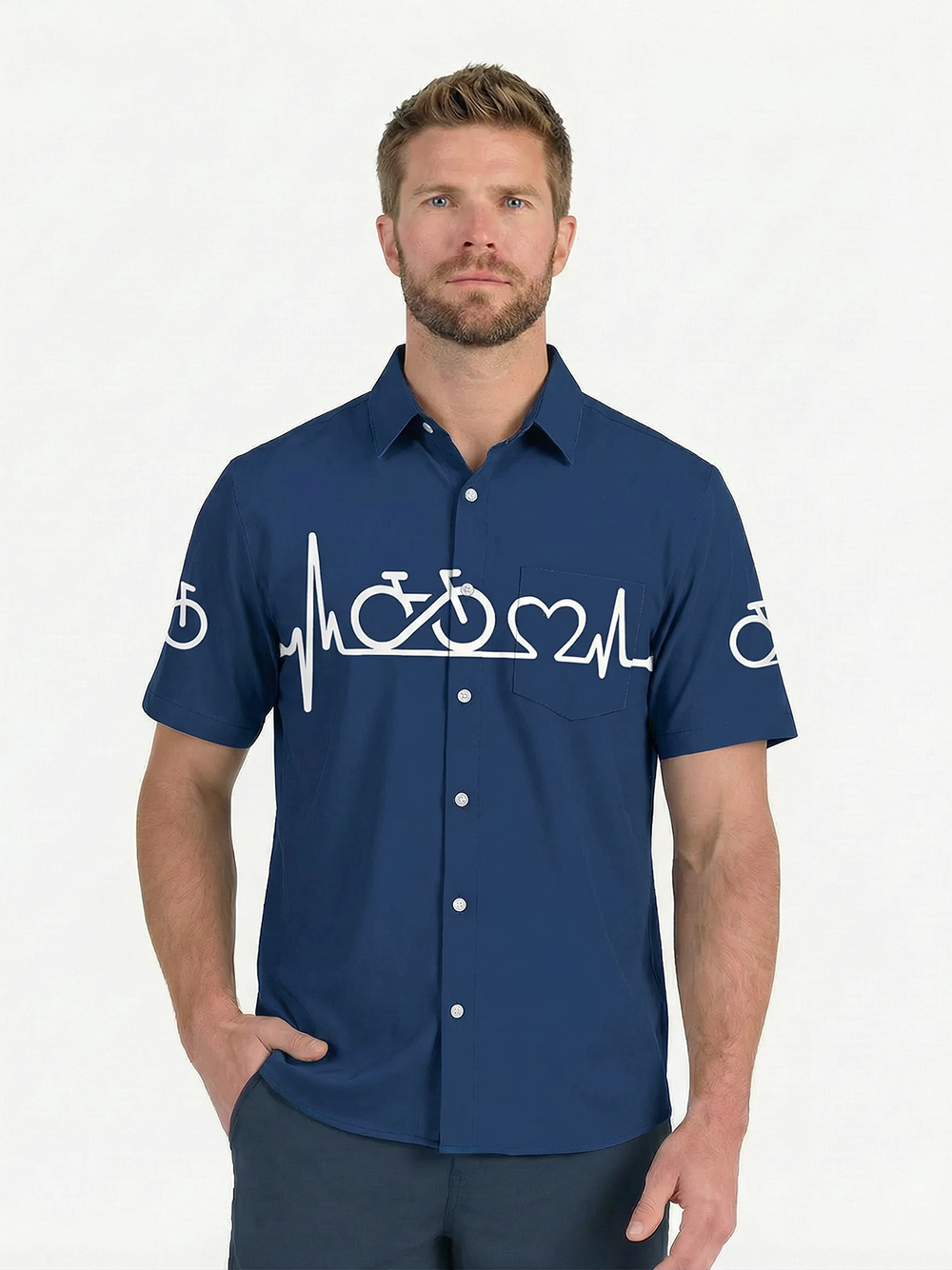 Orionride Bike Heartbeat Zipper Pockets Ultra Lightweight Short Sleeves Gravel Shirt