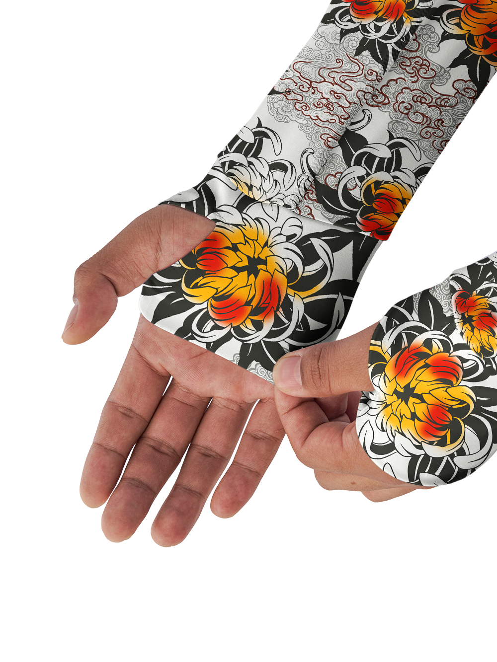 Orionride Chrysanthemums In Full Bloom Long Sleeve Cycling Hoodie Shirt