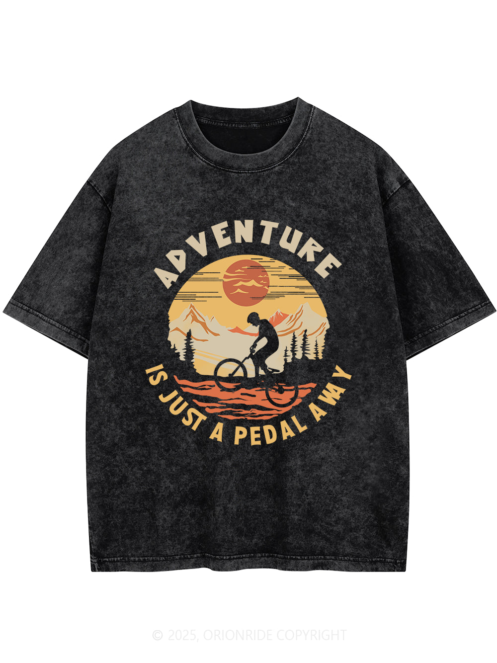Orionride Sunset Ride Short Sleeves Bike Washed T-Shirt