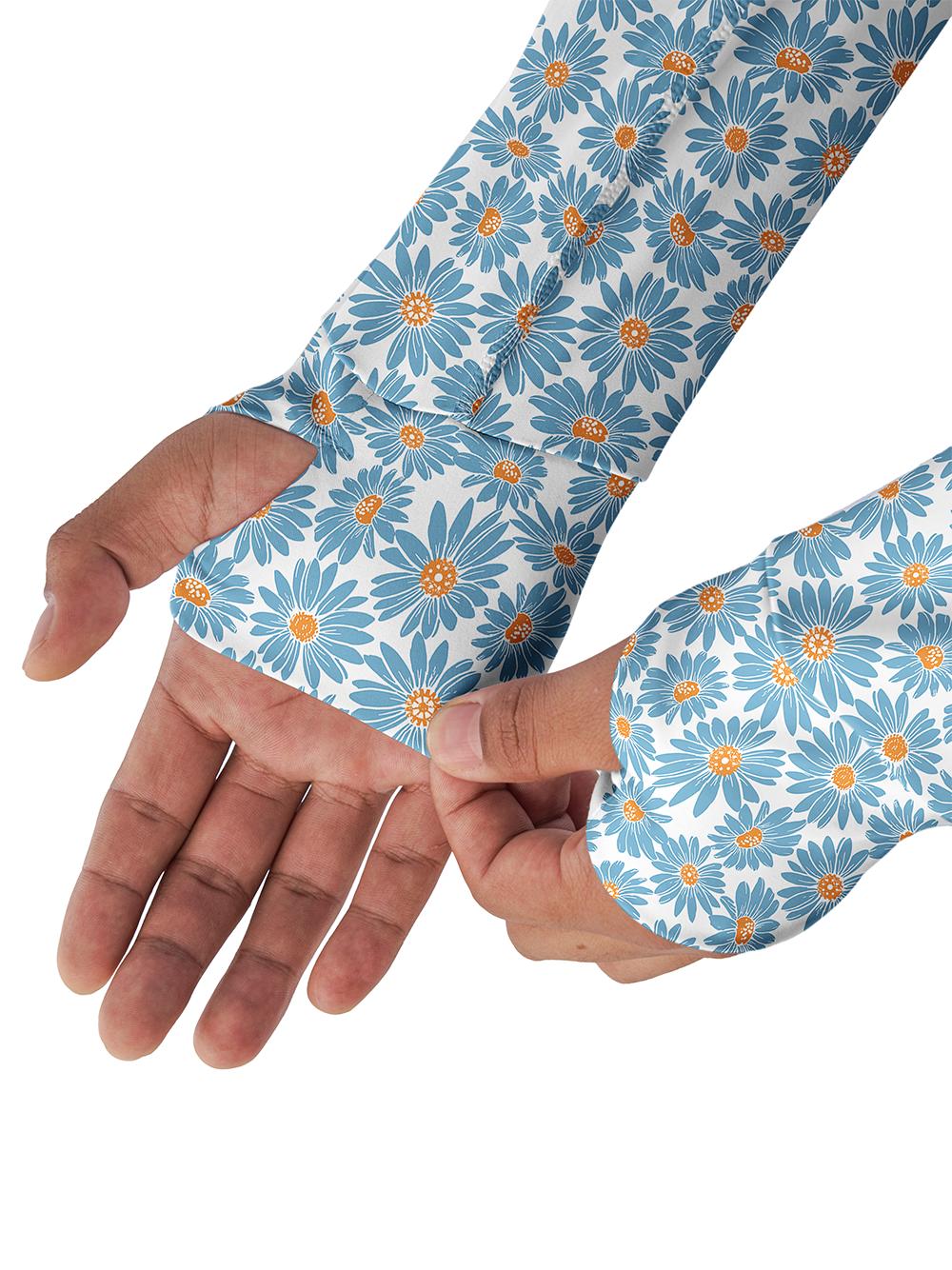 Orionride Blue Daisy Long Sleeve Cycling Hoodie Shirt