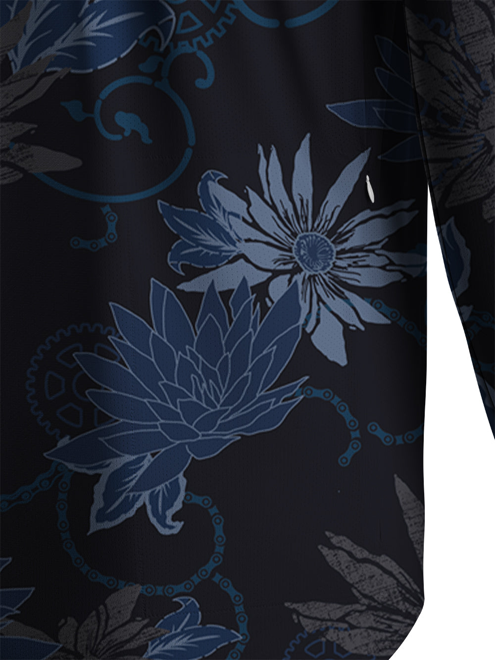 Orionride Dark Flowers Men's Stretchy Breathable Long Sleeve Gravel Shirt
