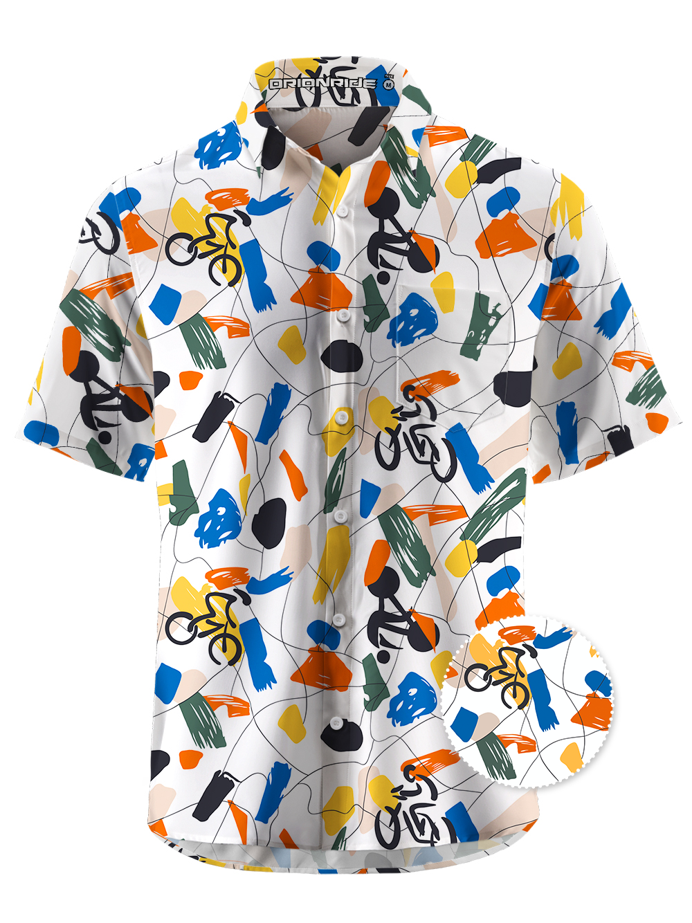 Orionride Short Sleeves Abstract Color Blocks Ultra Lightweight Hawaiian shirt