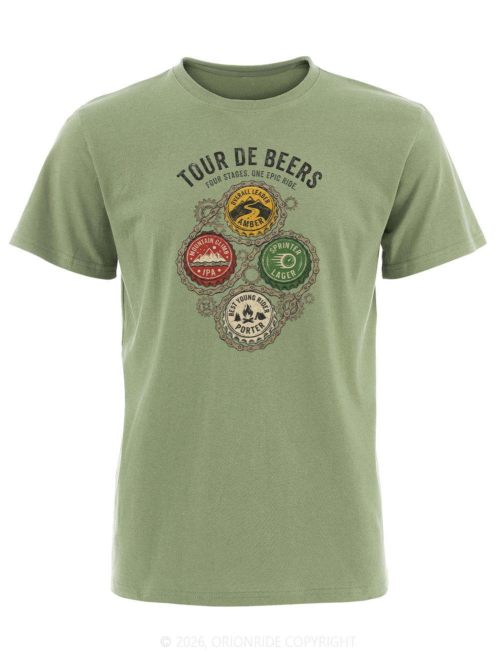 Orionride Colorful Beer Caps Short Sleeves Bike T-Shirt