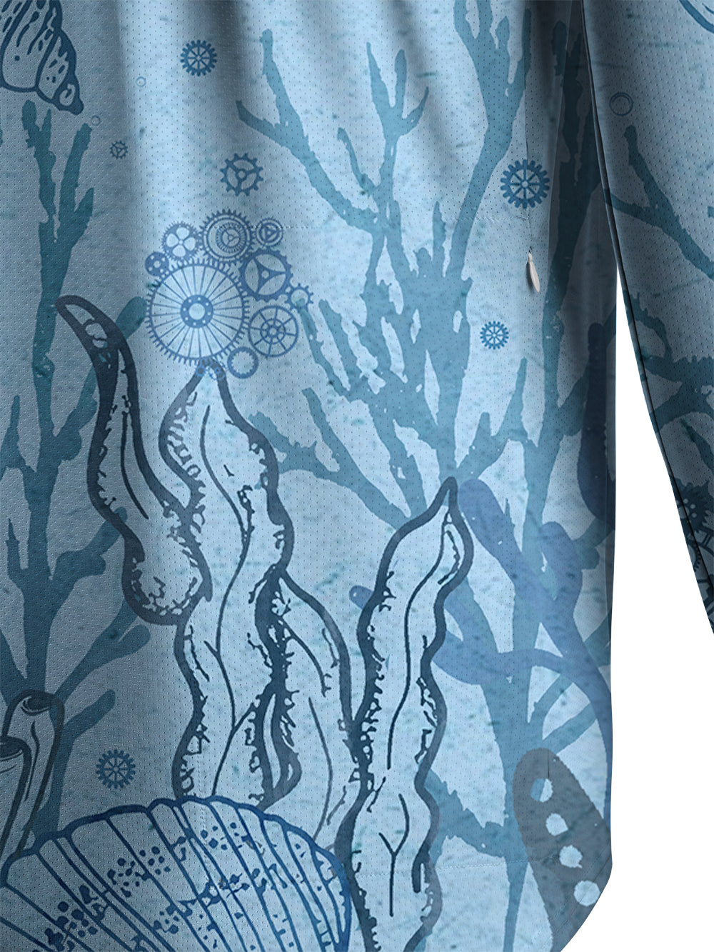 Orionride Ocean Jellyfish Men's Stretchy Breathable Long Sleeve Gravel Shirt