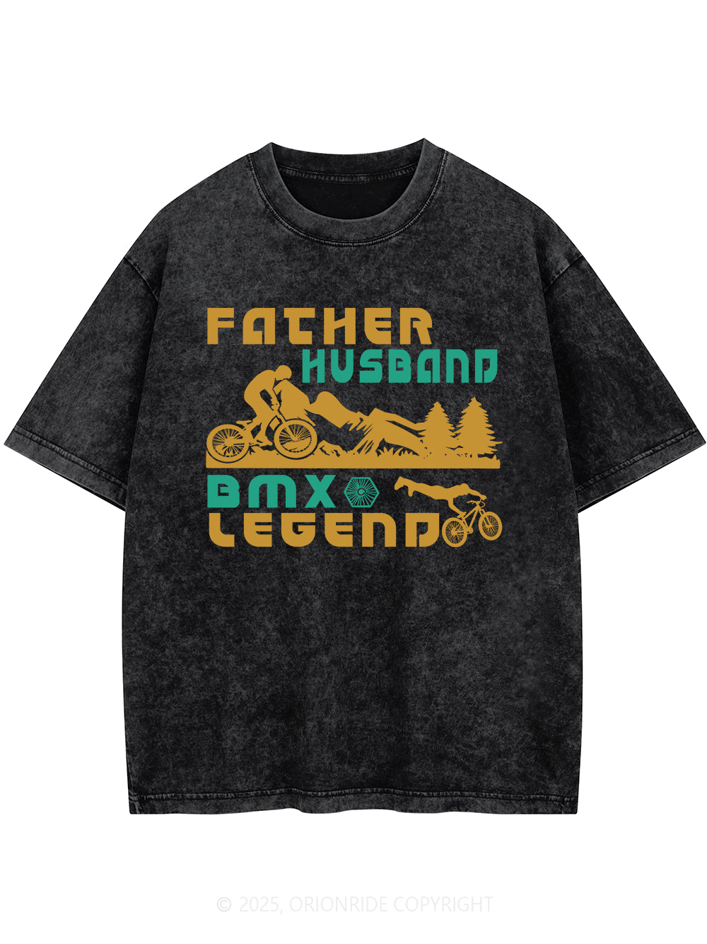 Orionride Father Role Short Sleeves Bike Washed T-Shirt