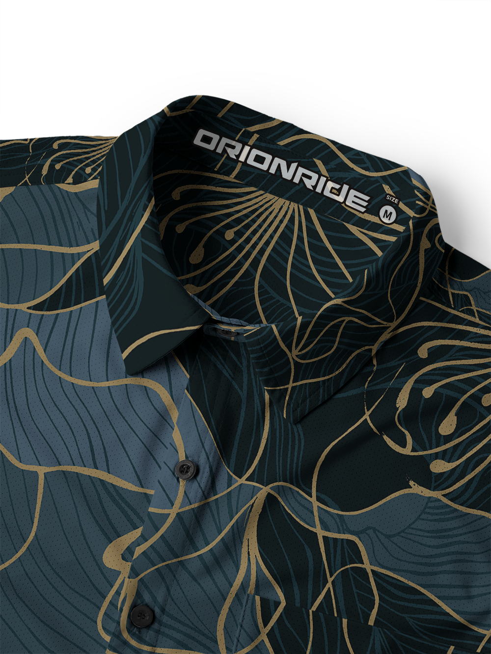 Orionride Golden Floral Men's Stretchy Breathable Long Sleeve Gravel Shirt