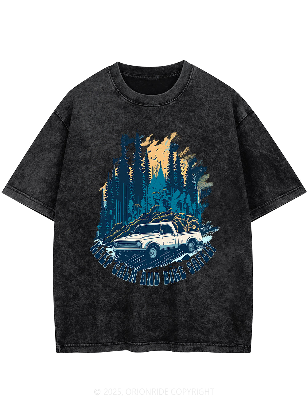 Orionride Keep Calm Short Sleeves Bike Washed T-Shirt