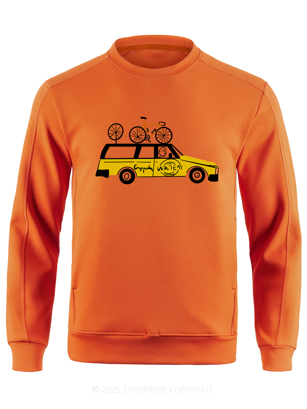 Orionride Yellow Car Long Sleeve Bike Sweatshirt