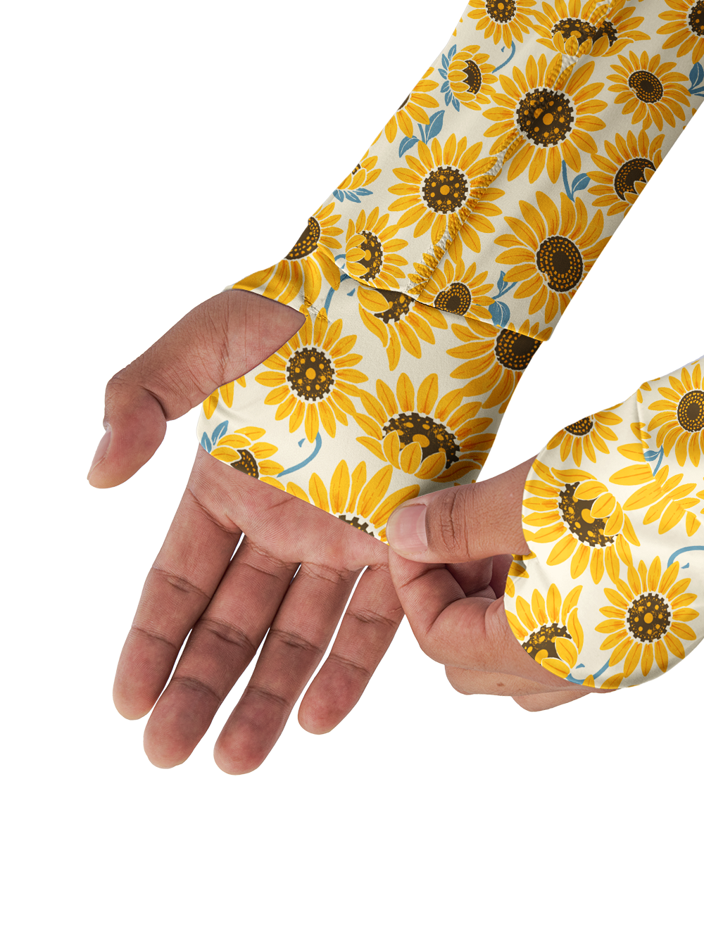 Orionride Sunflower Field Long Sleeve Cycling Hoodie Shirt
