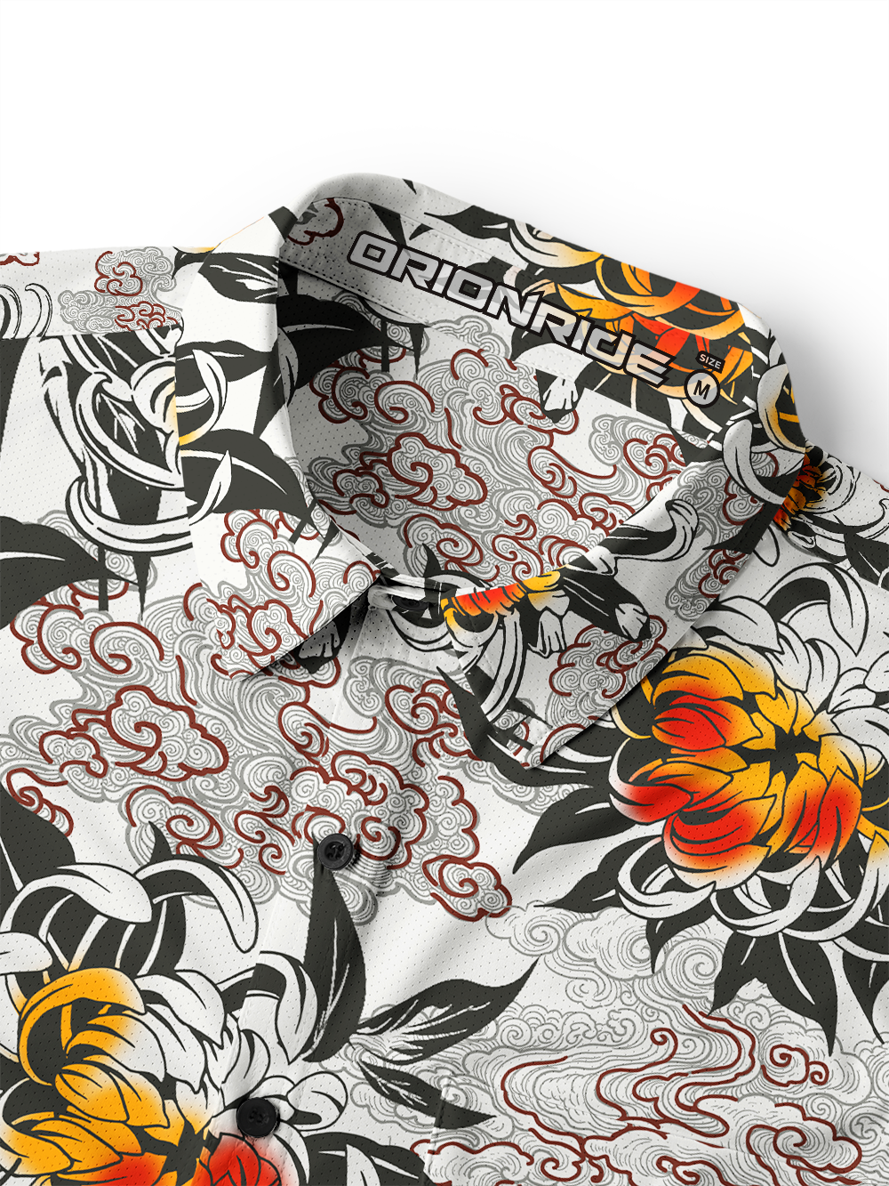 Orionride Chrysanthemums In Full Bloom Men's Stretchy Breathable Long Sleeve Gravel Shirt