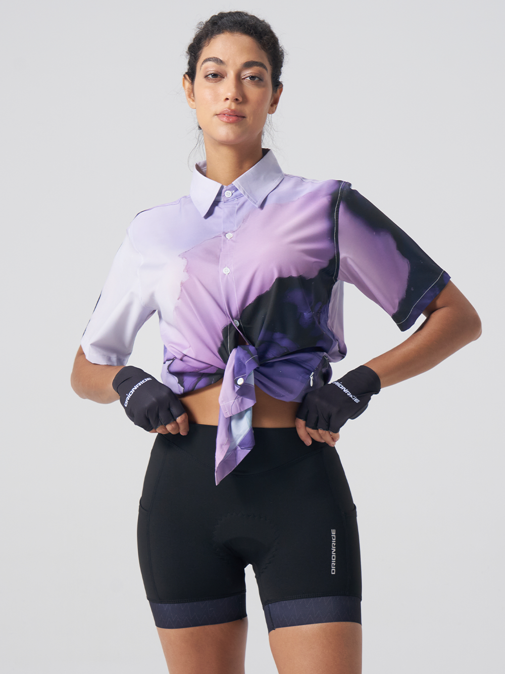 Orionride Purple Ink Zipper Pockets Ultra Lightweight Short Sleeves Women's Gravel Shirt