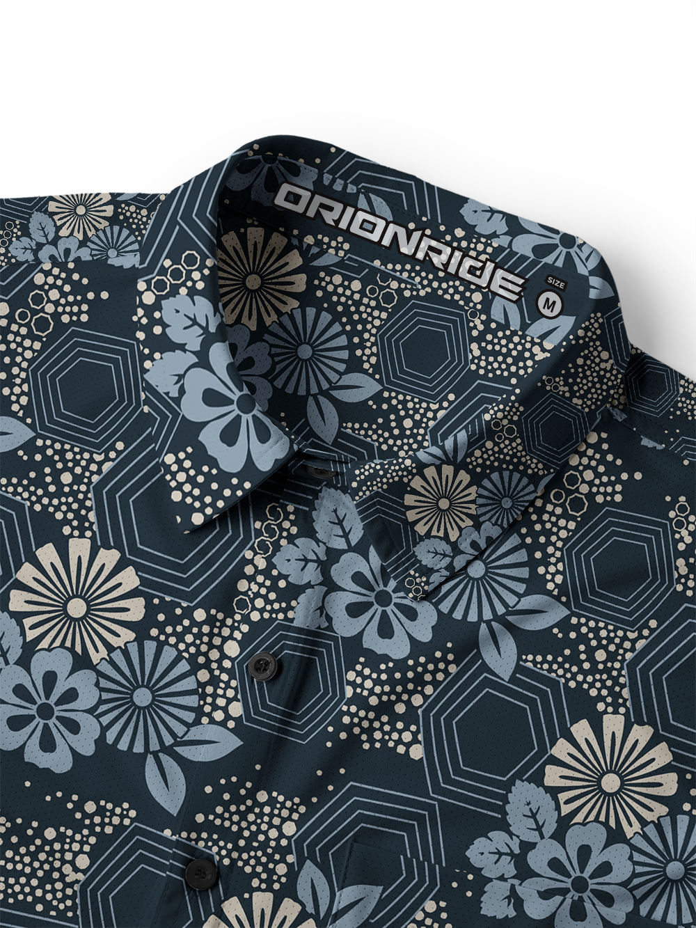 Orionride Geometric Night Bloom Men's Stretchy Breathable Long Sleeve Gravel Shirt