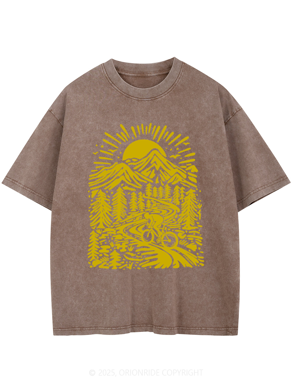 Orionride Sunrise In The Mountain Short Sleeves Bike Washed T-Shirt