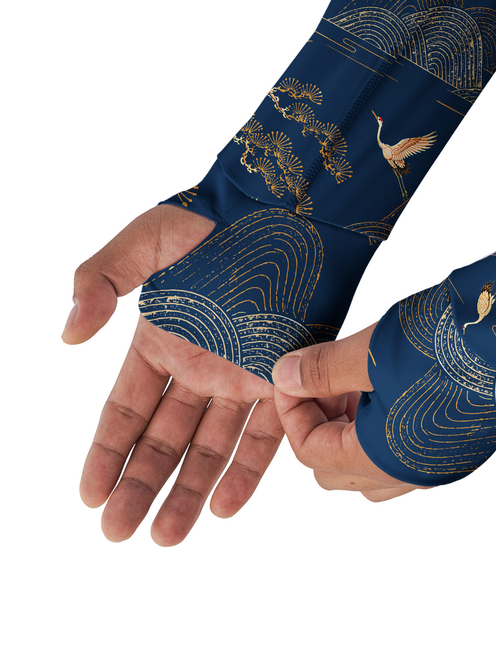 Orionride Golden Crane Long Sleeve Cycling Hoodie Shirt