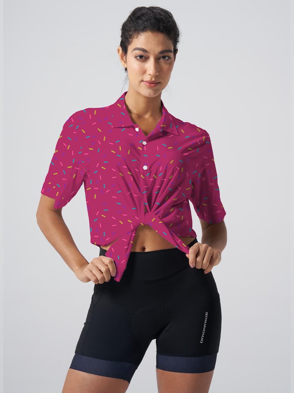 Orionride Donuts In Pocket Zipper Pockets Ultra Lightweight Short Sleeves Women's Gravel Shirt