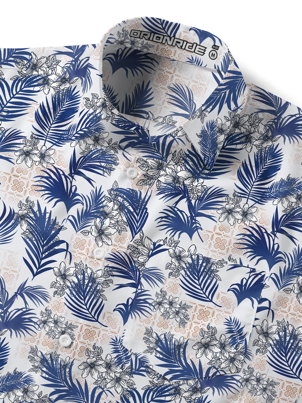 Orionride Blue Leaves Zipper Pockets Ultra Lightweight Short Sleeves Gravel Shirt