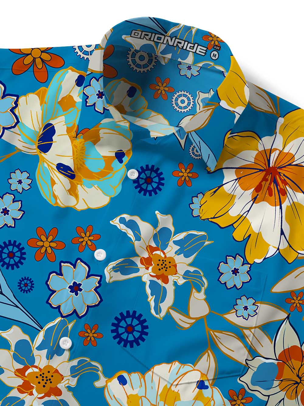 Orionride Budding Flowers Zipper Pockets Ultra Lightweight Short Sleeves Gravel Shirt