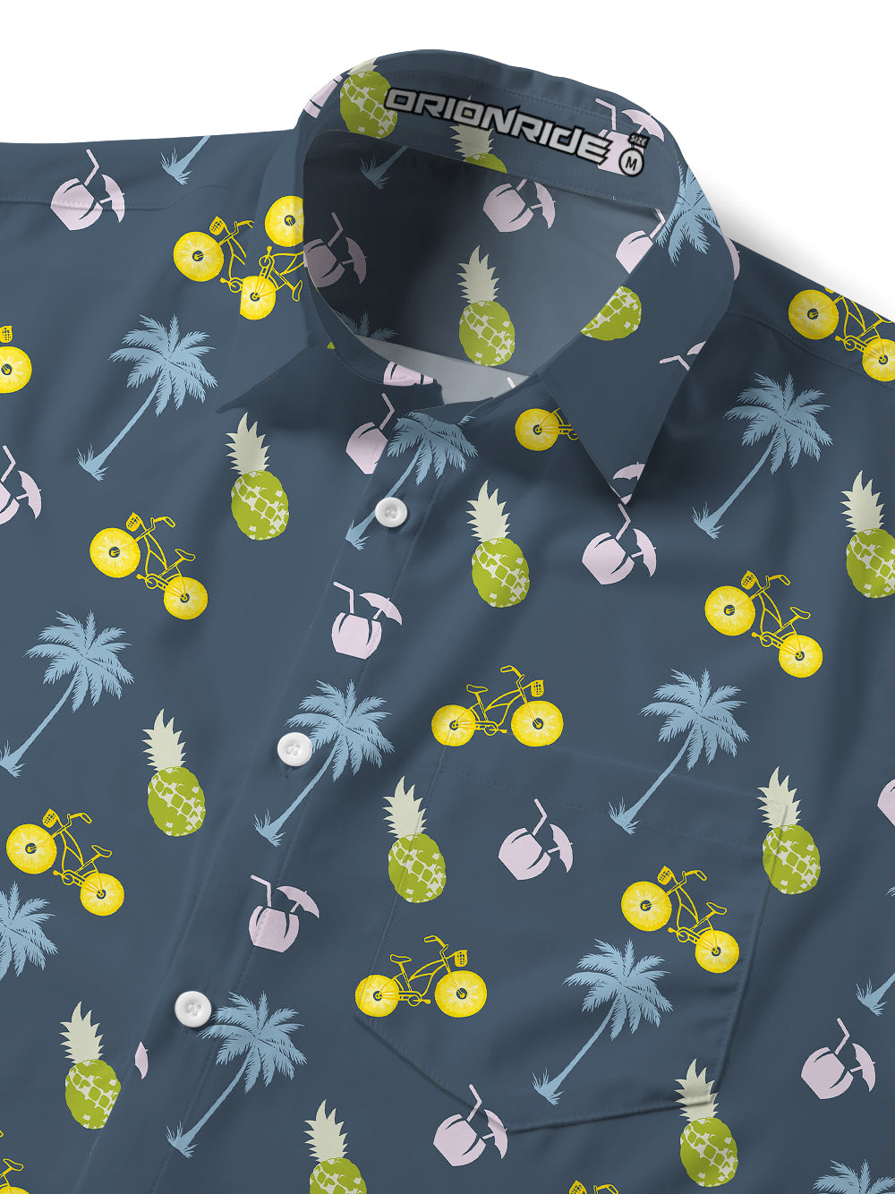 Orionride Tropical Fruits Zipper Pockets Ultra Lightweight Short Sleeves Gravel Shirt