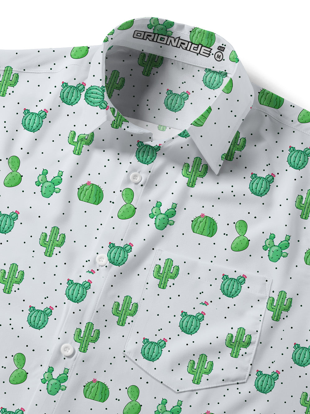 Orionride Cactus Print Zipper Pockets Ultra Lightweight Short Sleeves Gravel Shirt