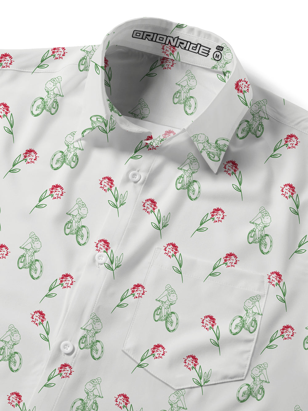 Orionride Clusters Of Flowers Zipper Pockets Ultra Lightweight Short Sleeves Gravel Shirt