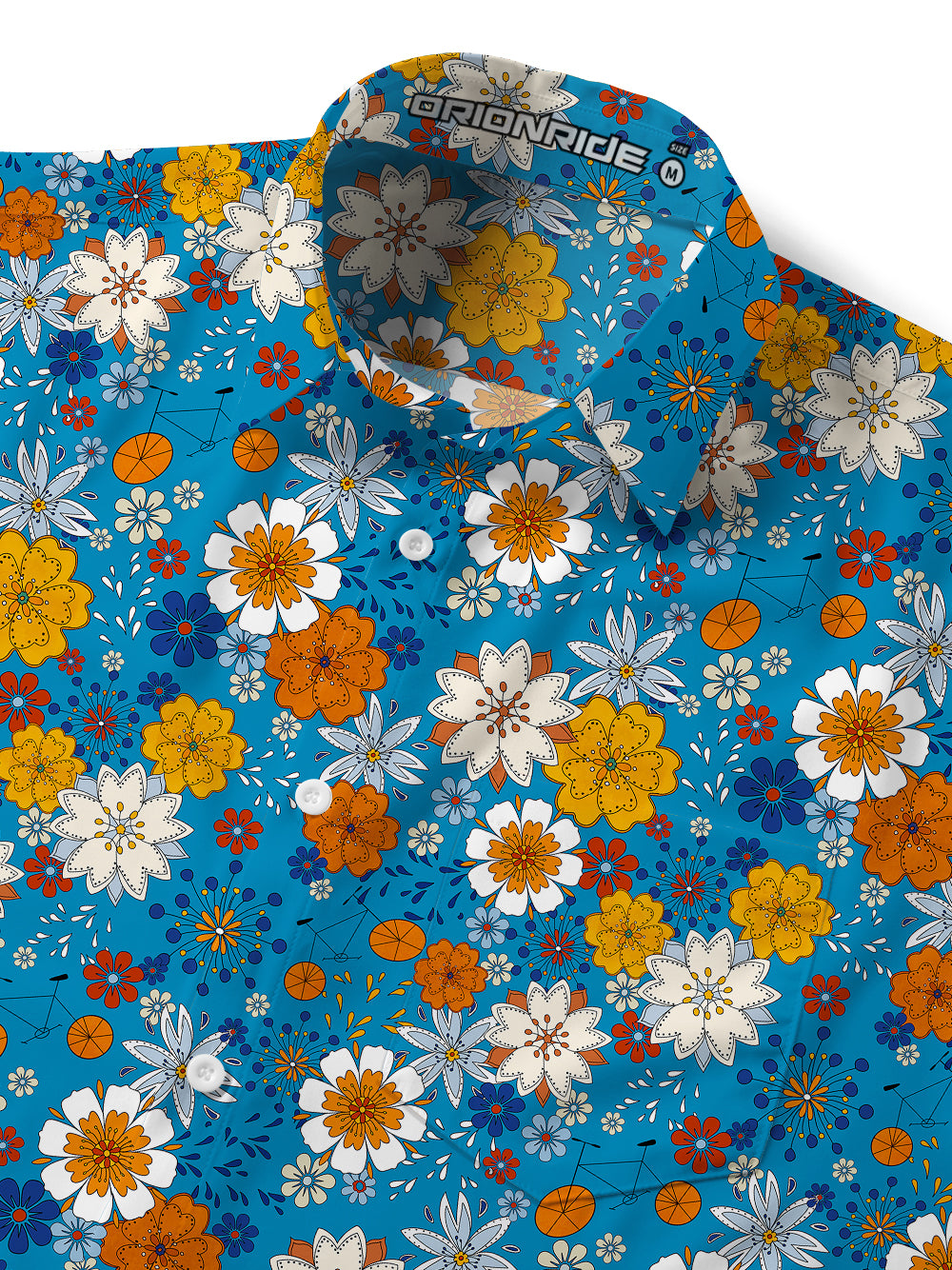 Orionride Fragrant Flowers Zipper Pockets Ultra Lightweight Short Sleeves Gravel Shirt