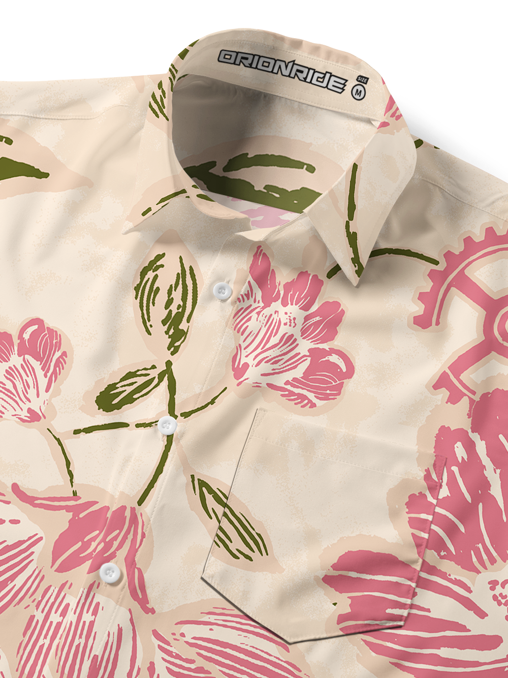 Orionride Floral Art Zipper Pockets Ultra Lightweight Short Sleeves Gravel Shirt