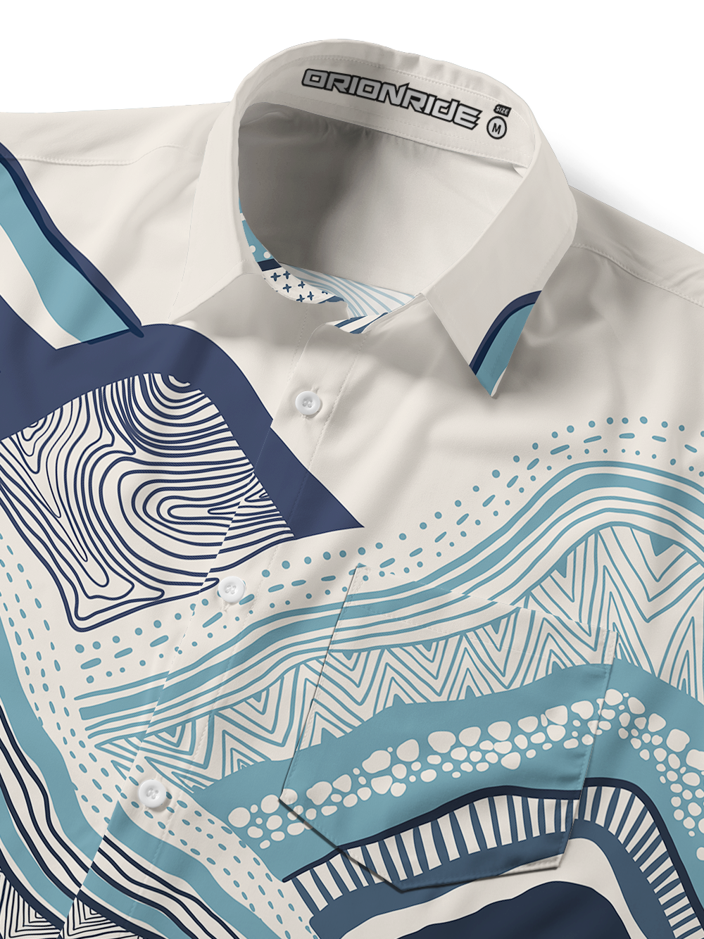 Orionride Layered Mountains And Seas Zipper Pockets Ultra Lightweight Short Sleeves Gravel Shirt