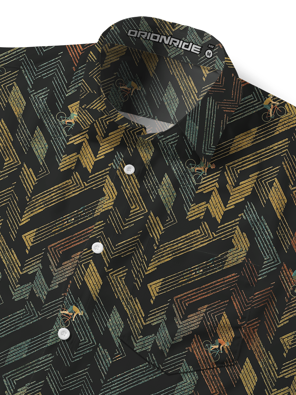 Orionride Striped Maze Zipper Pockets Ultra Lightweight Short Sleeves Gravel Shirt