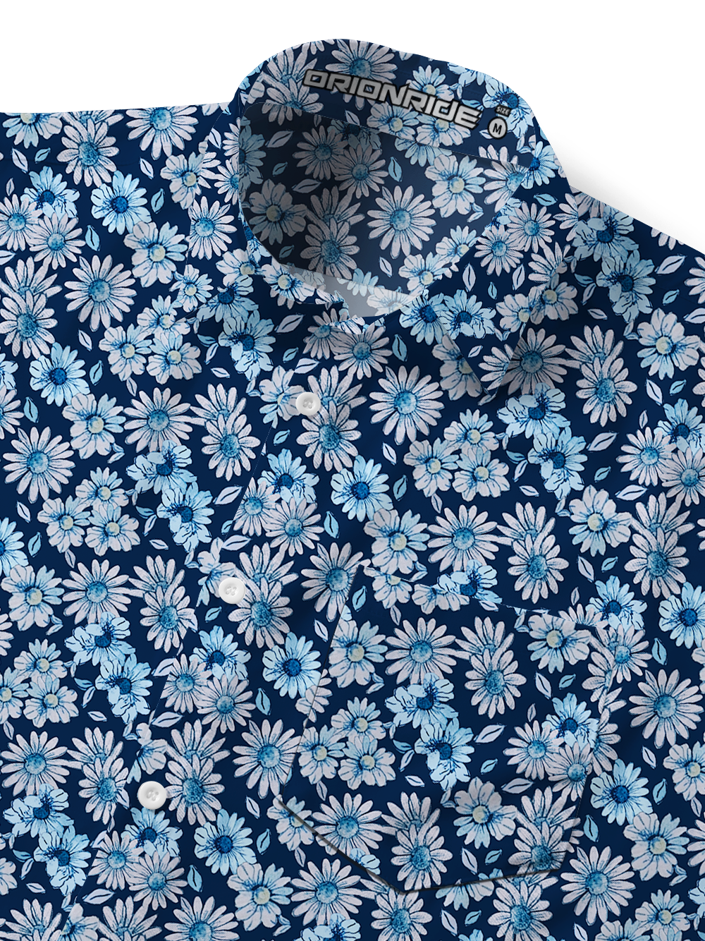 Orionride Tiny Daisies Zipper Pockets Ultra Lightweight Short Sleeves Gravel Shirt