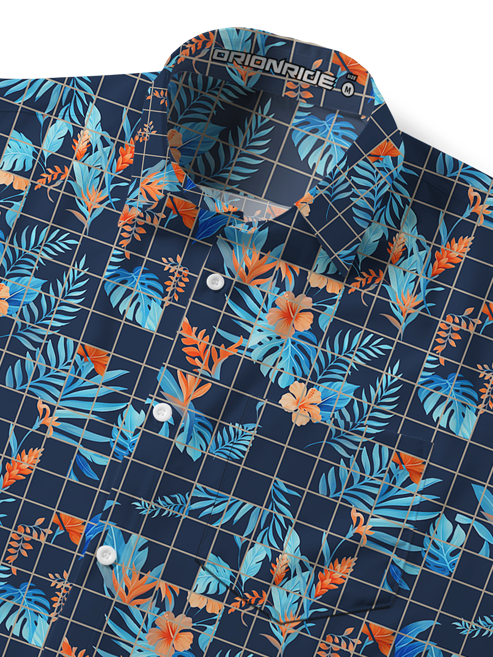 Orionride Checkered Flowers Zipper Pockets Ultra Lightweight Short Sleeves Gravel Shirt