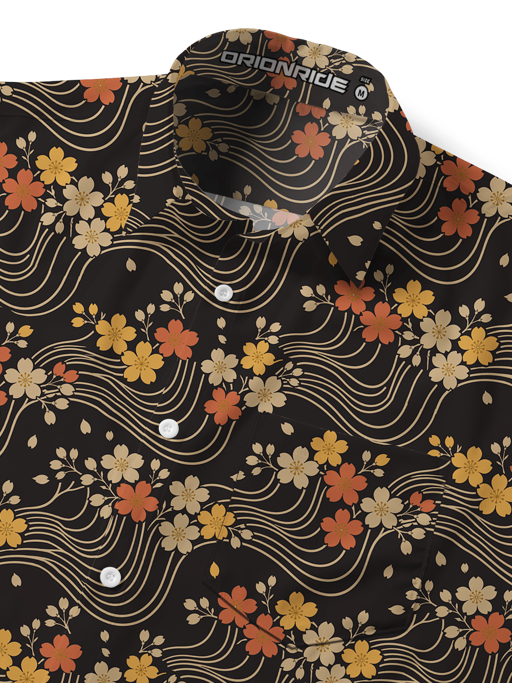 Orionride Cherry Blossom Lines Zipper Pockets Ultra Lightweight Short Sleeves Gravel Shirt