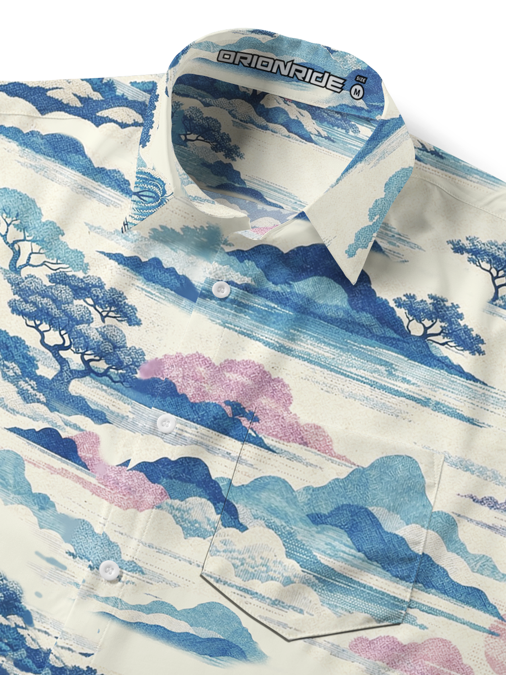 Orionride Landscape Painting Zipper Pockets Ultra Lightweight Short Sleeves Gravel Shirt