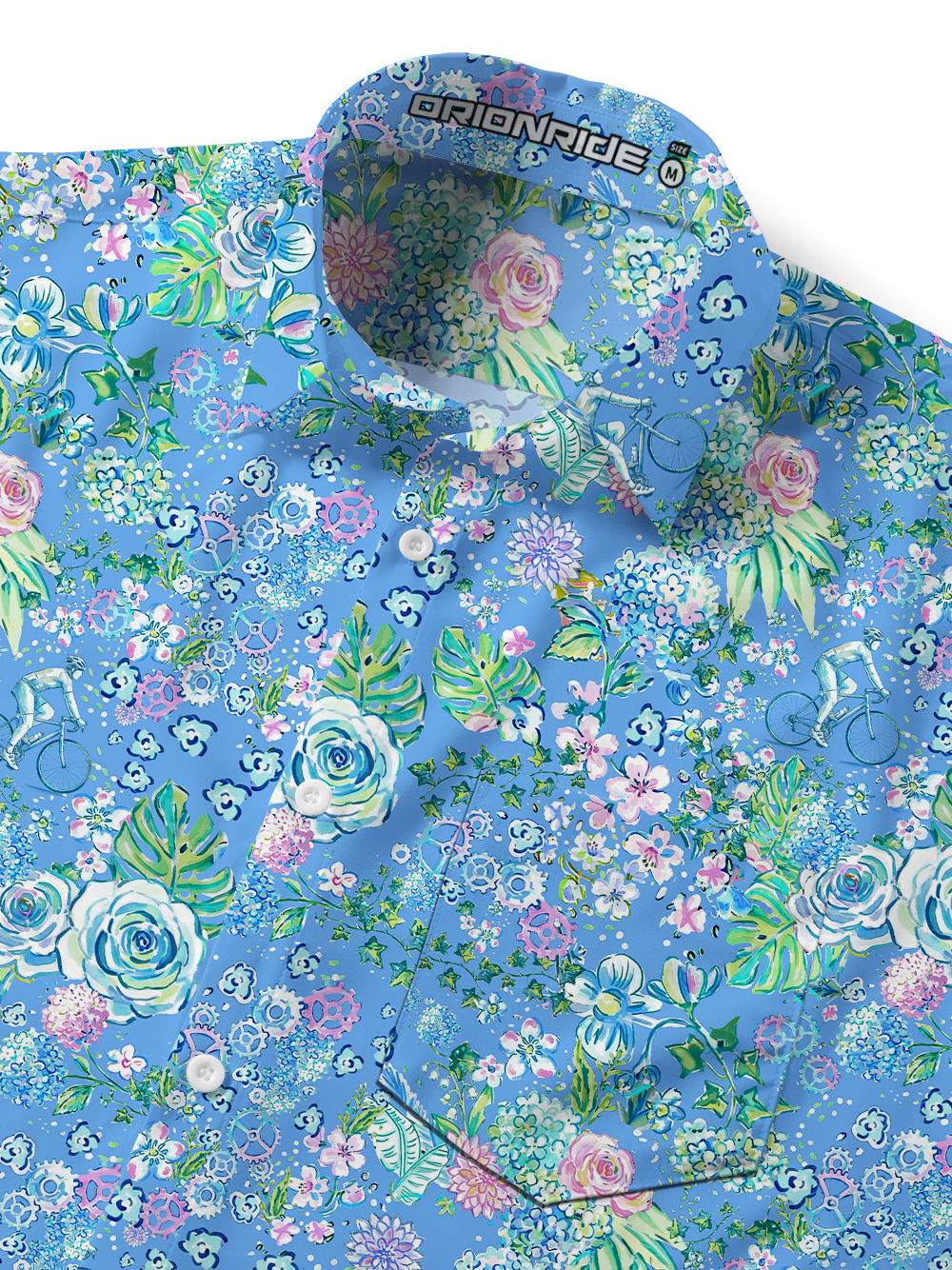 Orionride Whispering Roses Zipper Pockets Ultra Lightweight Short Sleeves Gravel Shirt