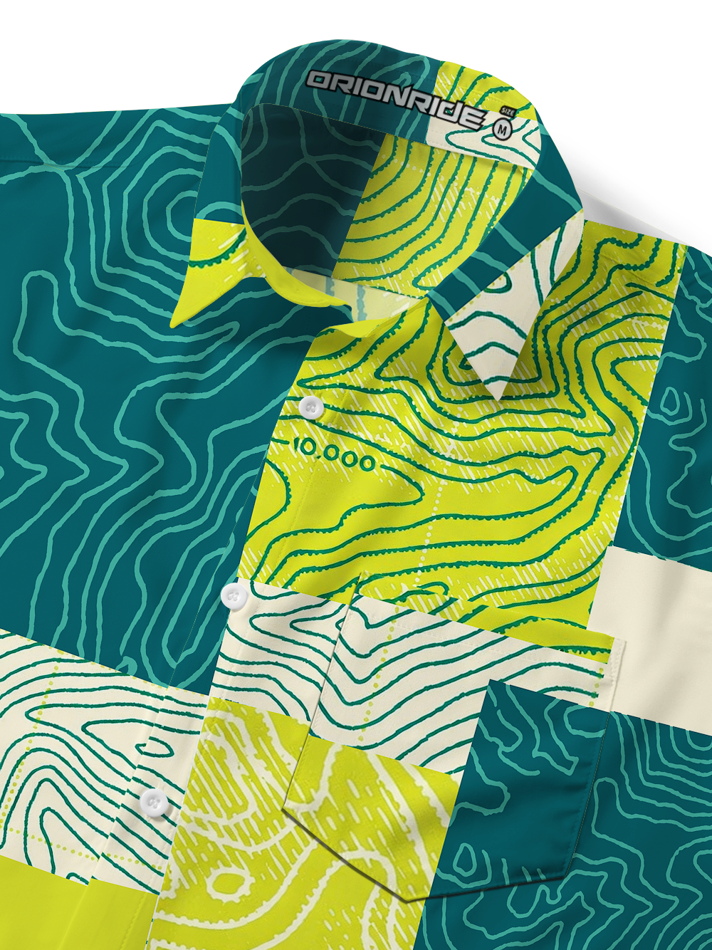 Orionride Topographic Map Zipper Pockets Ultra Lightweight Short Sleeves Gravel Shirt