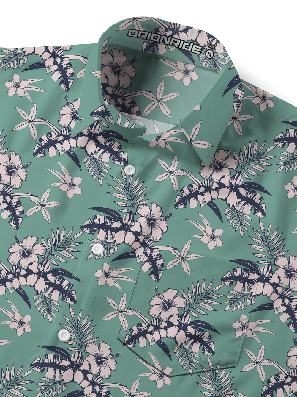 Orionride Hibiscus Palm Zipper Pockets Ultra Lightweight Short Sleeves Gravel Shirt