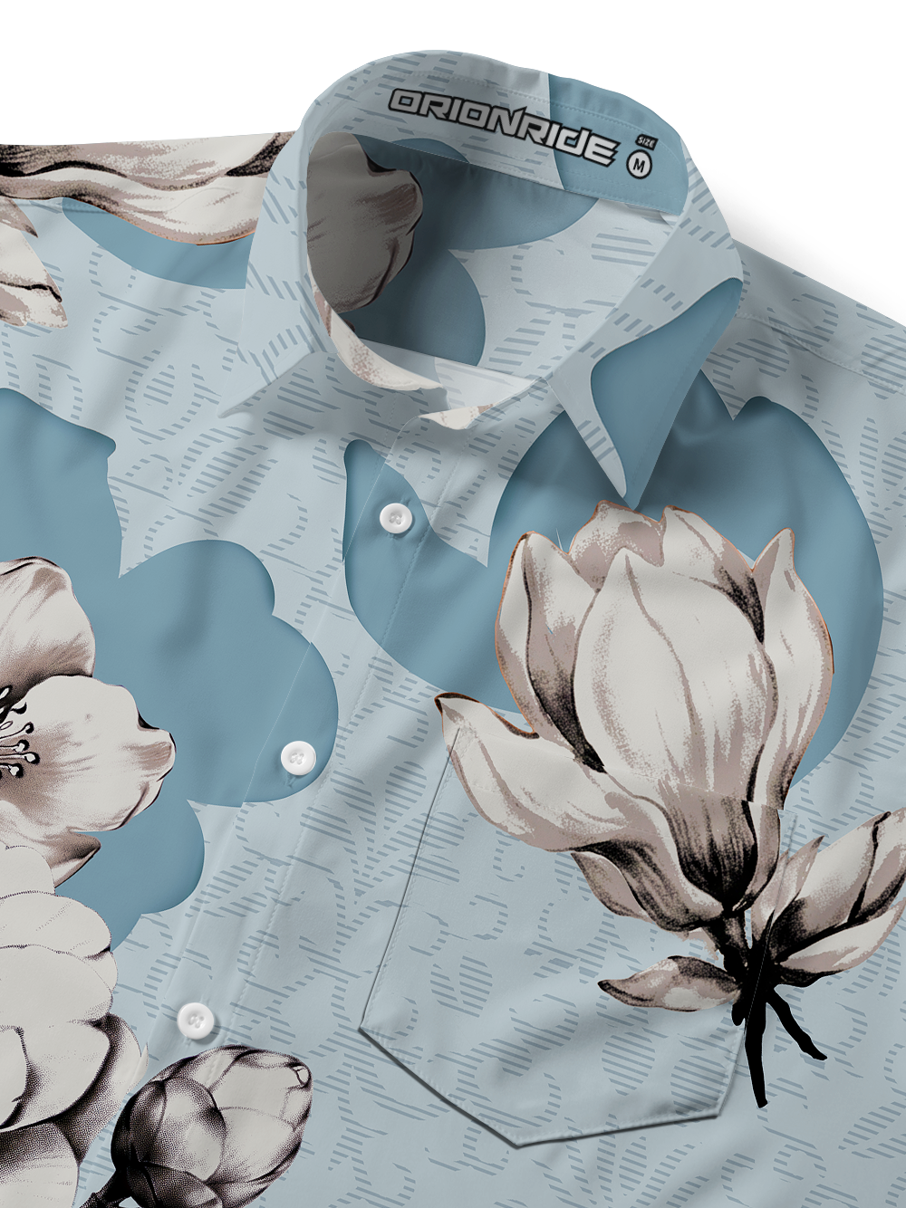 Orionride Porcelain Bloom Zipper Pockets Ultra Lightweight Short Sleeves Gravel Shirt