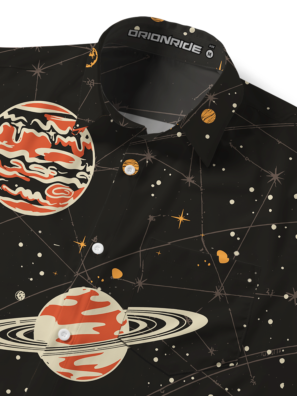 Orionride Starry Sky Background Zipper Pockets Ultra Lightweight Short Sleeves Gravel Shirt