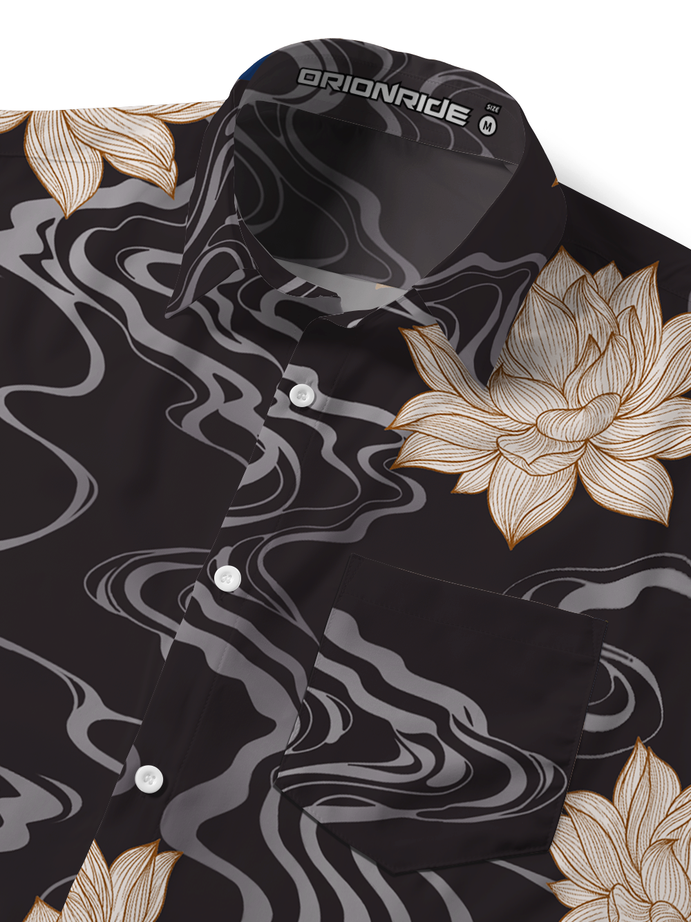Orionride Golden Lotus Zipper Pockets Ultra Lightweight Short Sleeves Gravel Shirt