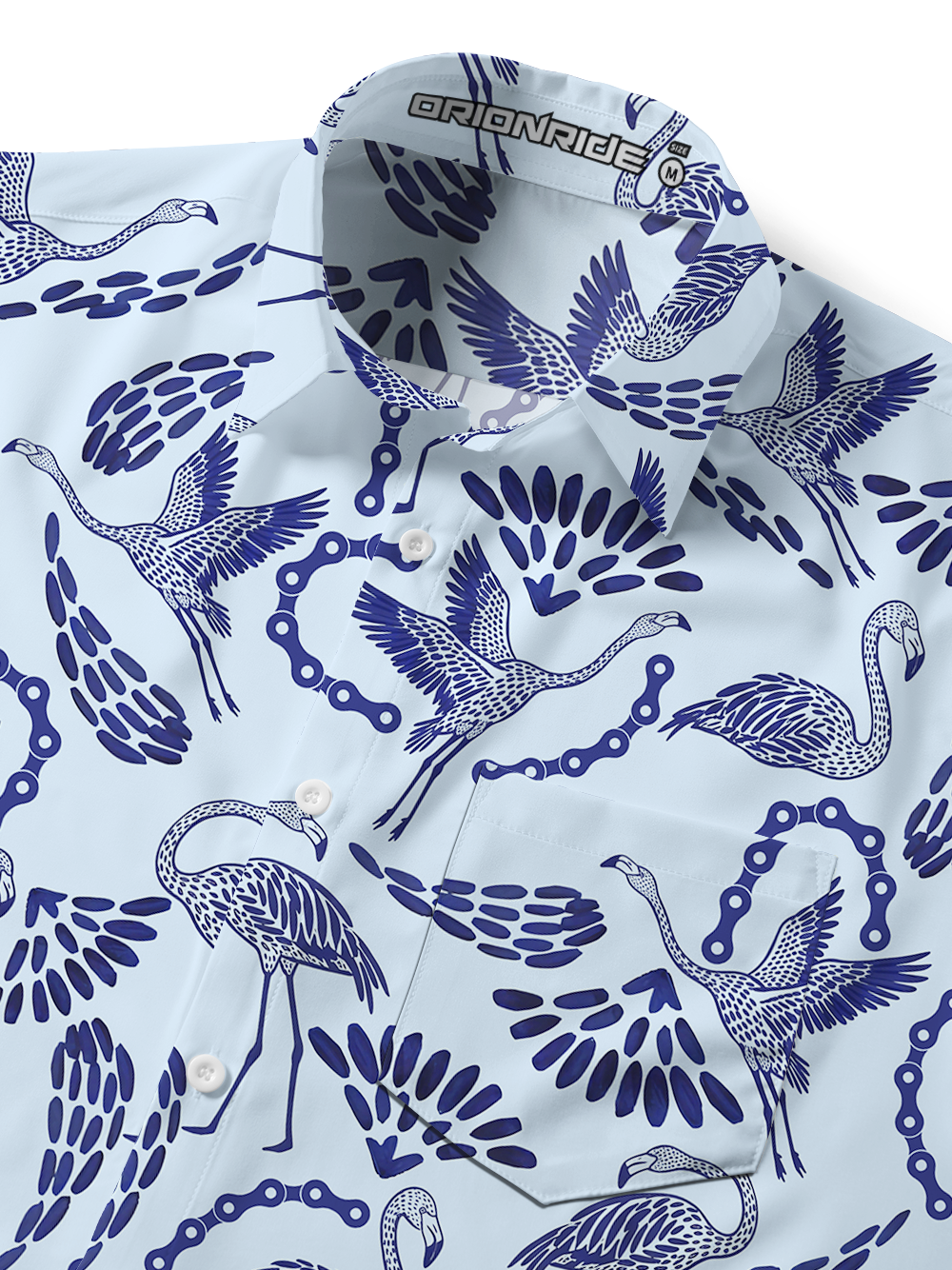 Orionride Flamingo Tail Feathers Zipper Pockets Ultra Lightweight Short Sleeves Gravel Shirt